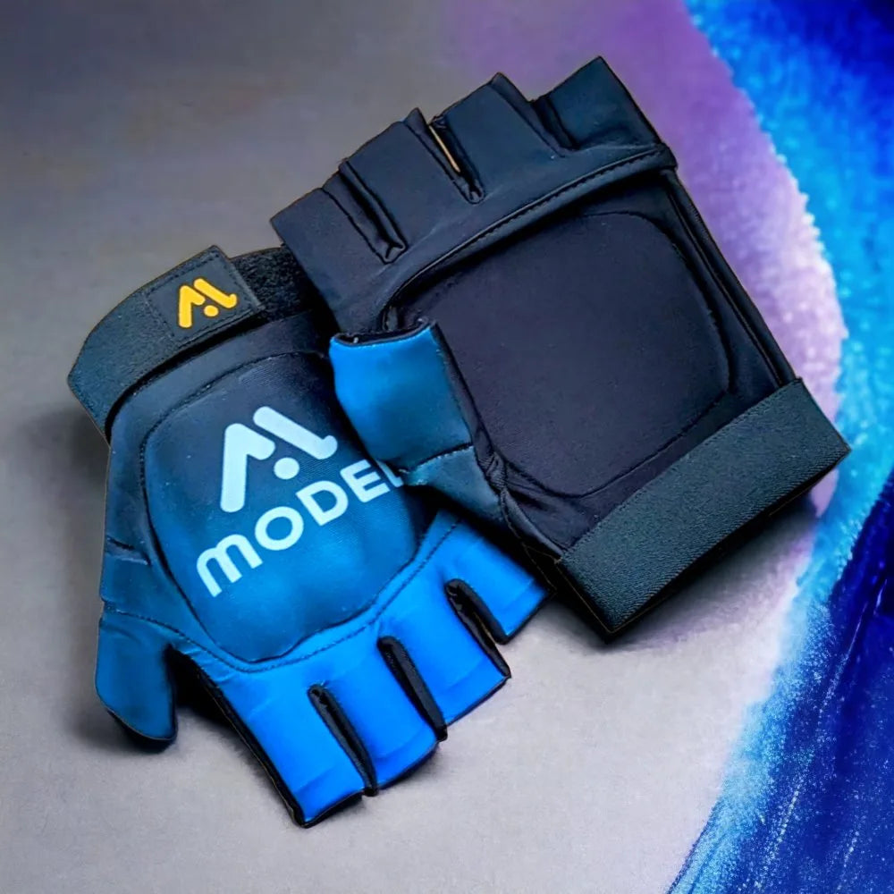 Field Hockey Gloves Left Hand Full Protection - Black Blue MODEL SPORTS WORKS LTD