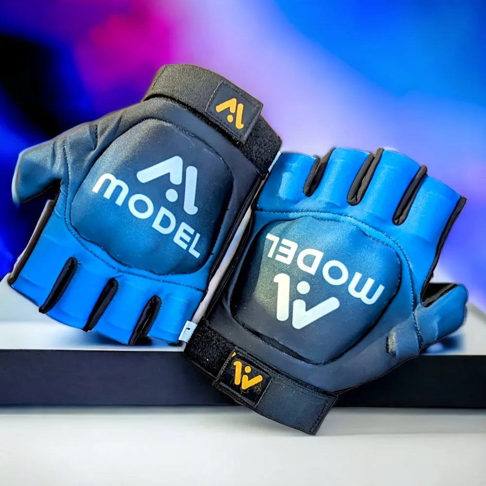 Field Hockey Gloves Left Hand Full Protection - Black Blue MODEL SPORTS WORKS LTD