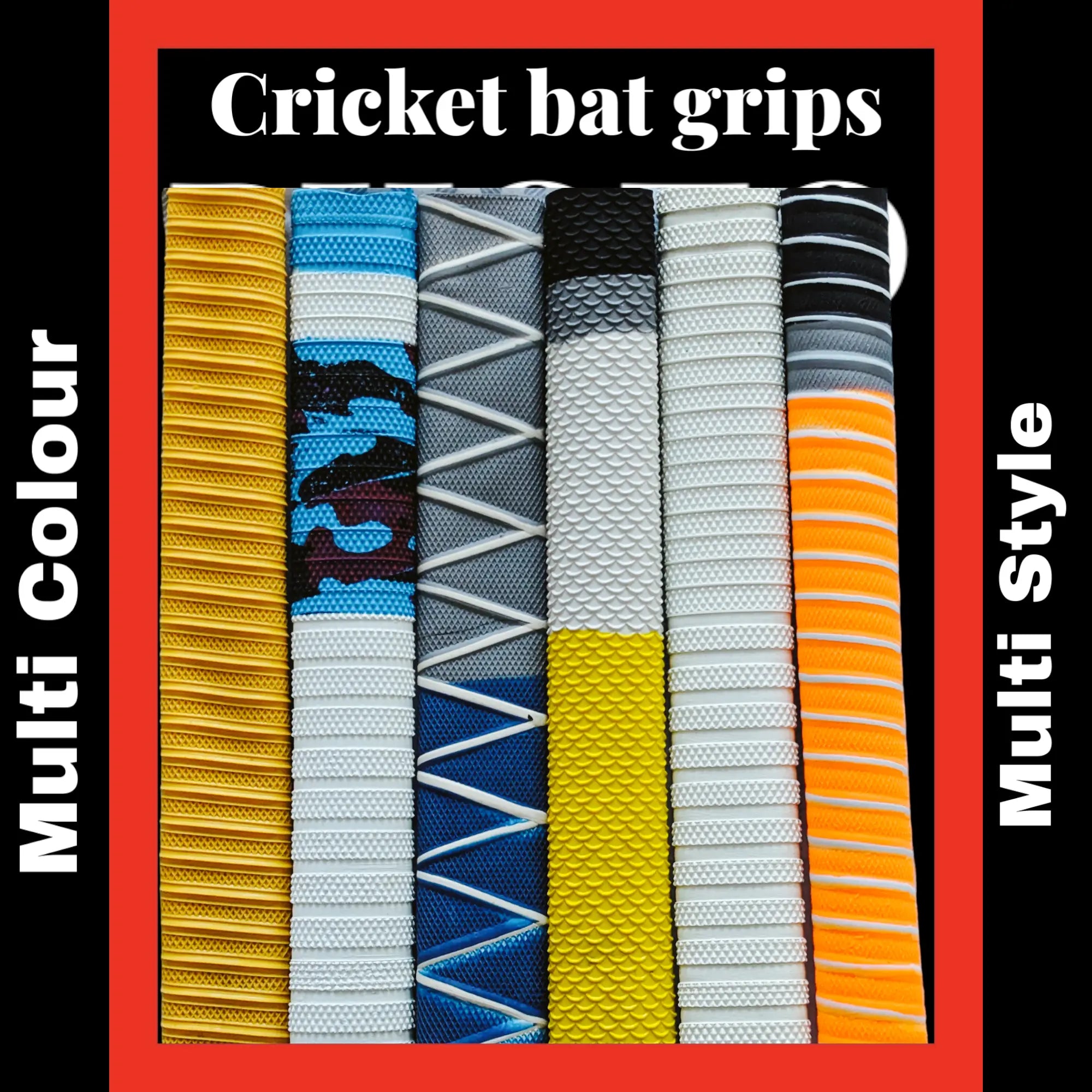 Cricket Bat Grips, Pack of 6, Best Rubber, Non Slip, Multipack colour and design MODEL SPORTS WORKS LTD