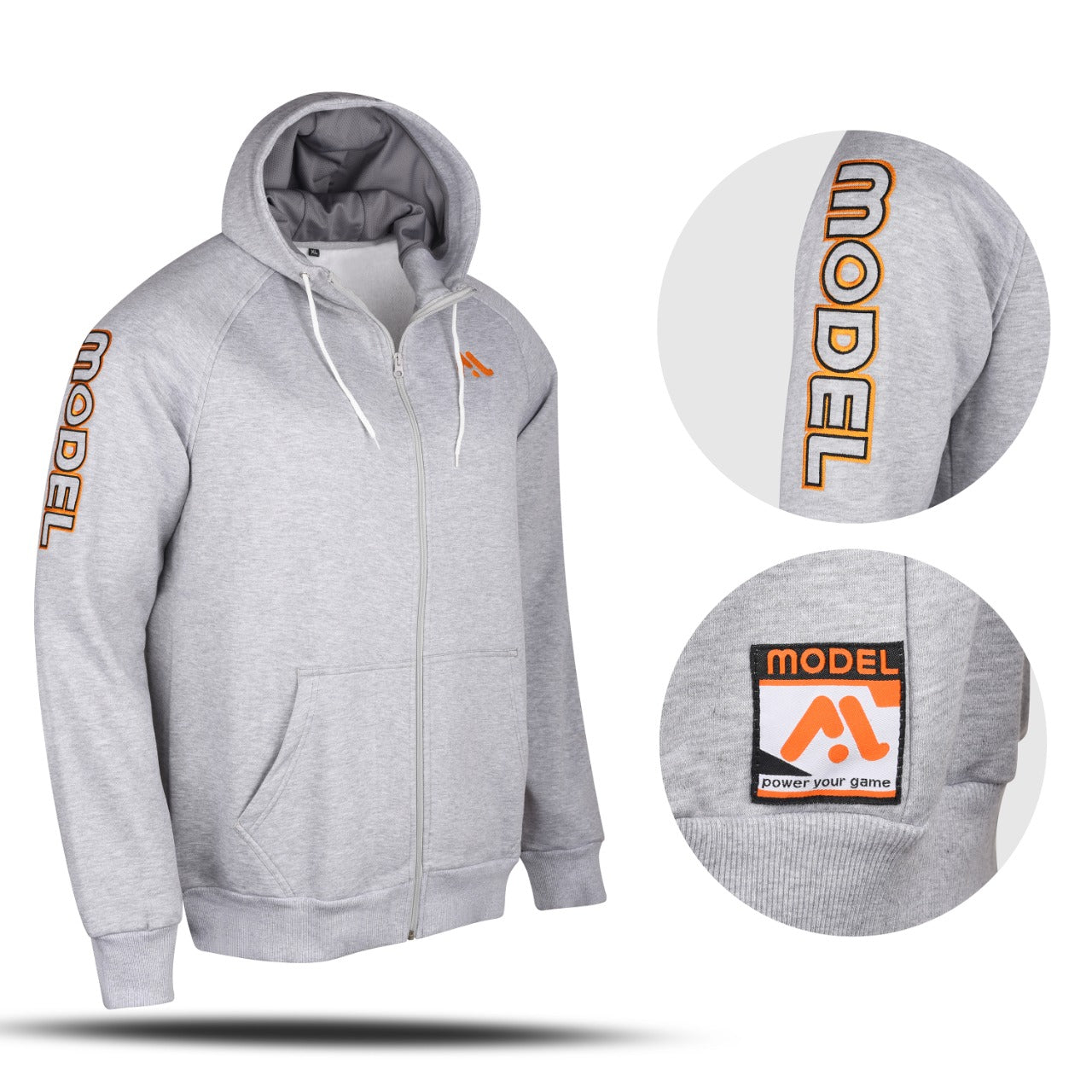 Mens Fleece Zip up Hoodies High Collar Sweatshirts Jumper Grey MODEL SPORTS WORKS LTD
