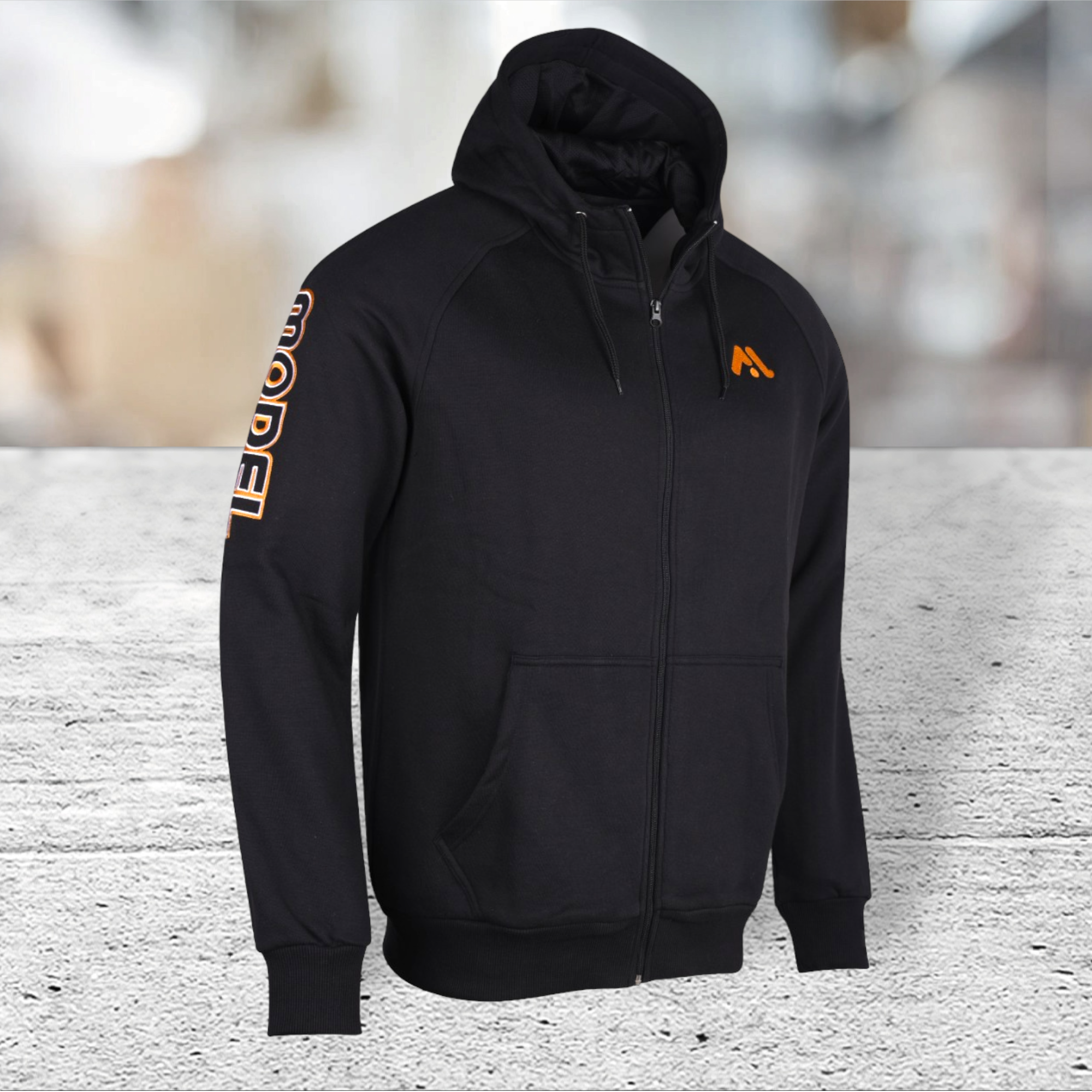 Mens Hoodies Zip Up Sports Casual Long Sleeve Comfort Black MODEL SPORTS WORKS LTD