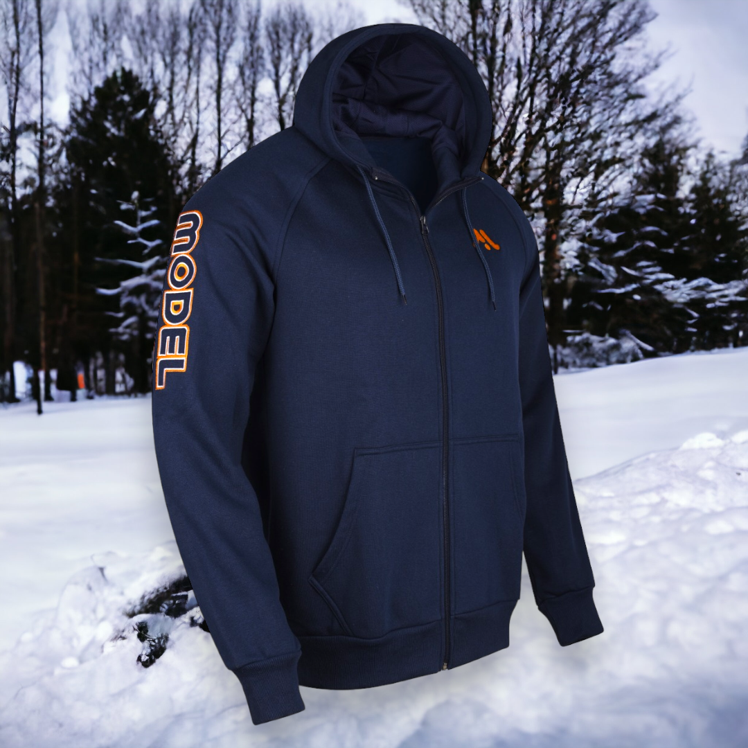 Mens Hoodies Zip Up Sports Casual Long Sleeve Navy Blue MODEL SPORTS WORKS LTD