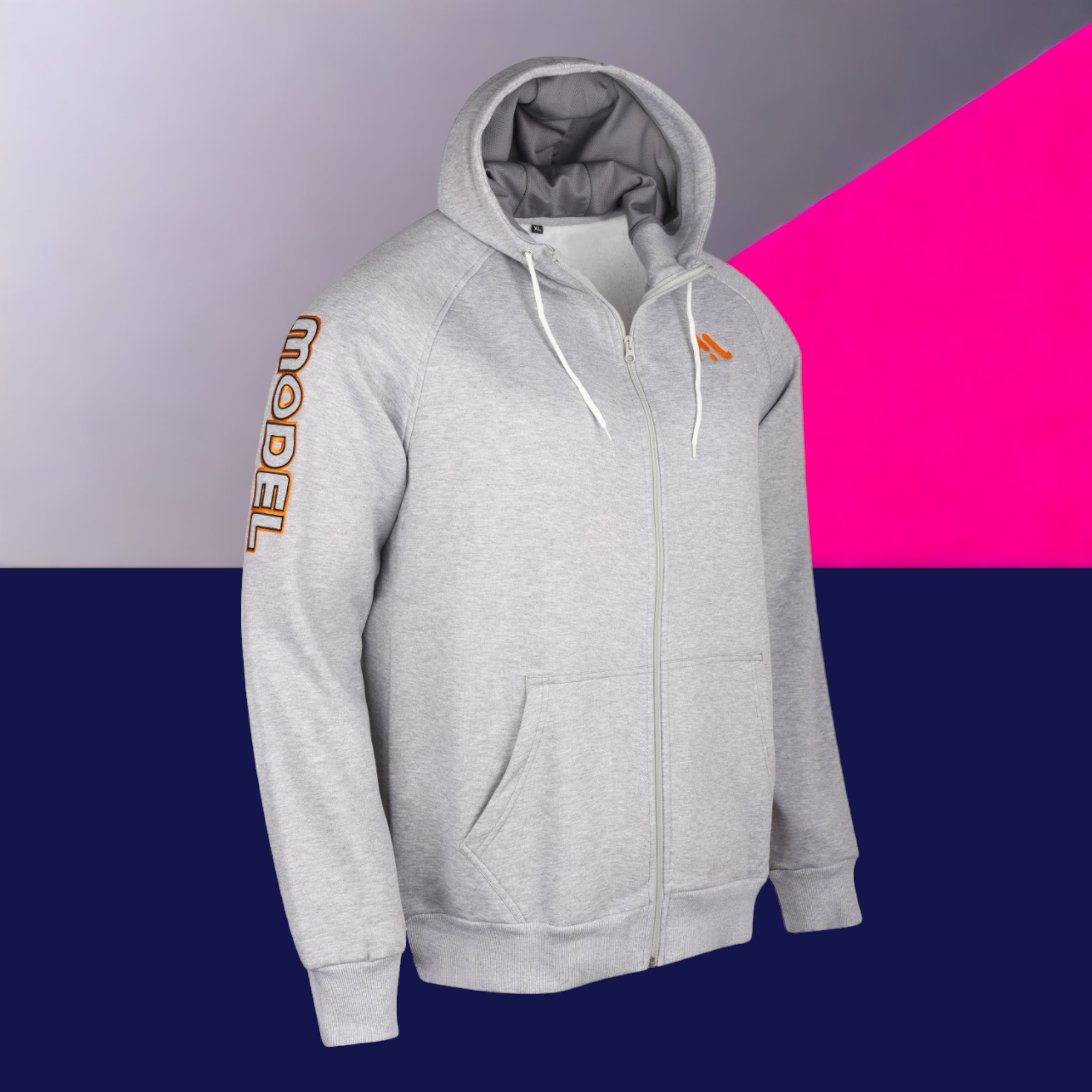 Mens Fleece Zip up Hoodies High Collar Sweatshirts Jumper Grey MODEL SPORTS WORKS LTD